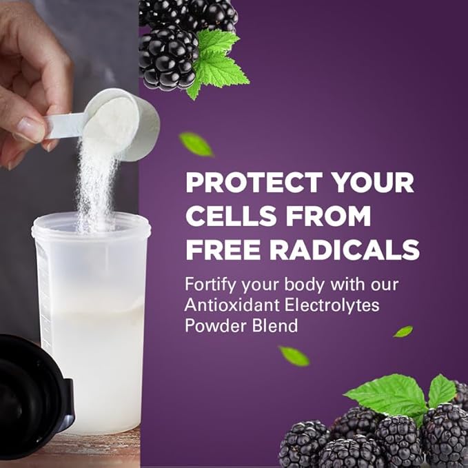 Keto Vitals Antioxidant Electrolytes Powder - Blend Keto Electrolytes with Potassium, Magnesium, Sodium, & Calcium - No Sugar Electrolyte Drink Mix & Hydration Powder, 60 Servings, BlackBerry