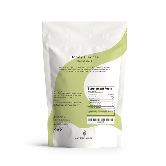 Detox Liver Tea - Herbal Debloat Blend - AIP Autoimmune Protocol Compliant - Whole 30, Paleo Friendly - Organic Cleansing Herbs with Dandelion Root, Ginger, Rooibos