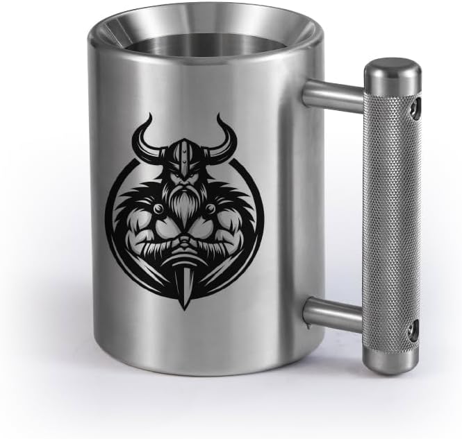 Dumbbell Cup Training Mug (8KG/18lbs) Stainless Steel Weightlifting Mug for water, tea, coffee drinks, Durable workout dumbbell cup for Gym fitness training, Funny Game Gift Sports equipment