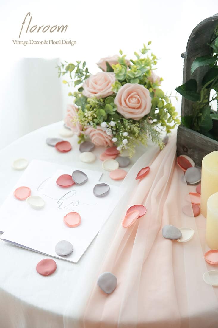 Floroom 300pcs Rose Petals Artificial Faux Silk Flower Petals for Wedding Flower Girl Basket Aisle Scatter Cake Sweetheart Table Centerpieces Party Confetti Bridal Shower Romantic Night Decoration