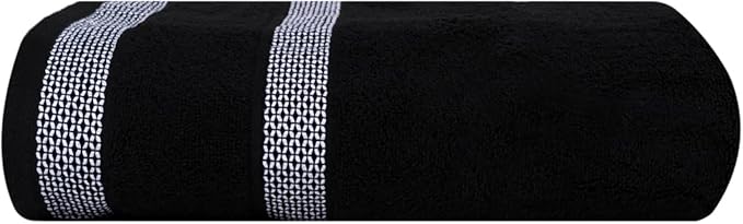 CASA COPENHAGEN Solitaire Towels, 4 Pieces Bath Towel Set- Black, 600 GSM Designed in Denmark Made of Soft Egyptian Cotton for Bathroom, Kitchen & Shower