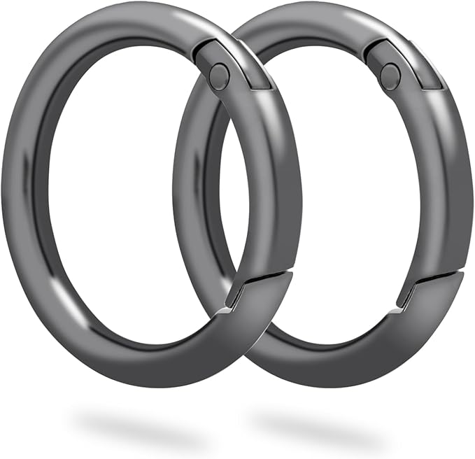 10 Pack 1-1/4Inch Trigger Spring O Rings, Metal Round Carabiner Clip Snap Hook, Spring Keyring Buckles for Replacement Purse Strap, Paracord Lanyard Clips, Keychain Rings Hardware DIY Crafts Making