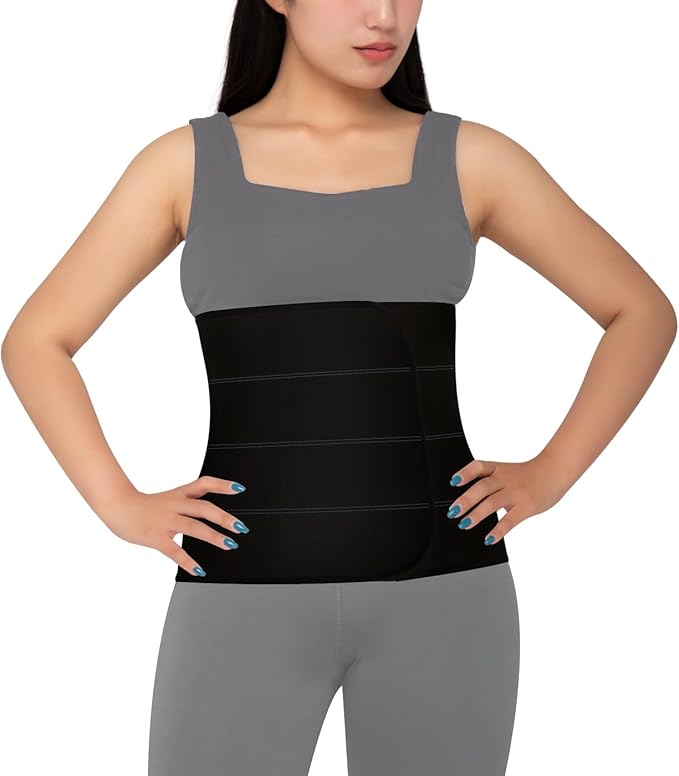 S Abdominal Binder Post Surgery for Men and Women, 12" High Postpartum Tummy Tuck Belt Provides Bariatric Stomach Compression, High Elasticity, Breathable - (60" - 75") 4 PANEL Black