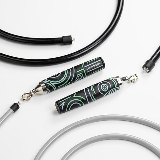 Crossrope Get Strong Set - Weighted Jump Ropes for Strength Training - Improve Power and Endurance in a Fun Jump Rope Workout - 1LB and 2LB Ropes with Power Handles