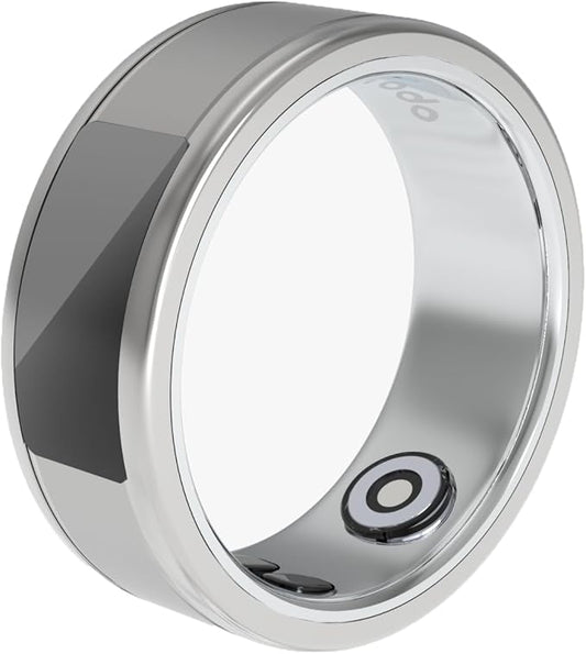 Smart Ring Health Tracker 19.1mm, 5 Days Working Time, Heart Rate & Body Temperature, Daily Fitness, Calorie Counter, Blood Oxygen, Menstrual Cycle Monitor - (Silver)