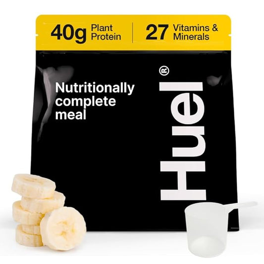 Huel Black Edition | Banana 40g Vegan Protein Powder | Nutritionally Complete Meal | 27 Vitamins and Minerals, Gluten Free | 17 Servings | Scoop not included to reduce plastic