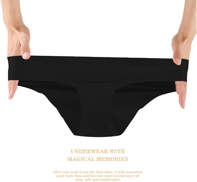 FINETOO 6 Pack Women’s Seamless Hipster Underwear No Show Panties Invisibles Briefs Soft Stretch Bikini Underwears XS-XL