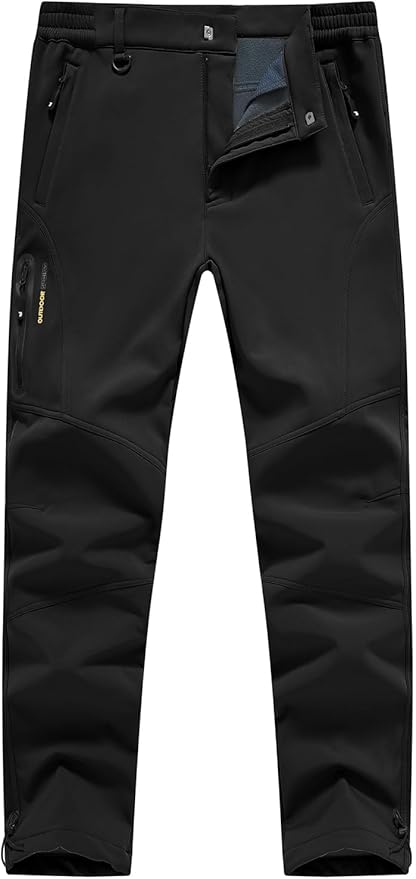 Rdruko Men's Snow Pants Waterproof Insulated Winter Hiking Pants Snowboard Fleece Lined Softshell Ski Pants