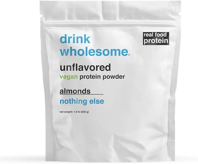 drink wholesome Vegan Unflavored Almond Protein Powder | for Sensitive Stomachs | Additive & Dairy Free | No Artificial Sweeteners | No Bloating, Farts or Gas | No Constipation or Diarrhea