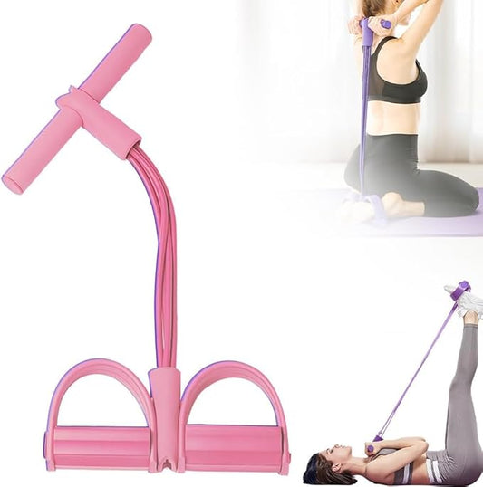 21 Fitness Resistance Bands-6 Tube Pedal Ankle Puller | 2025 Upgrade 6-Level Elastic Exercise Bands with Yoga Pedal | Natural Latex Workout Equipment for Sit Up/ABS/Leg Training (Women & Men)