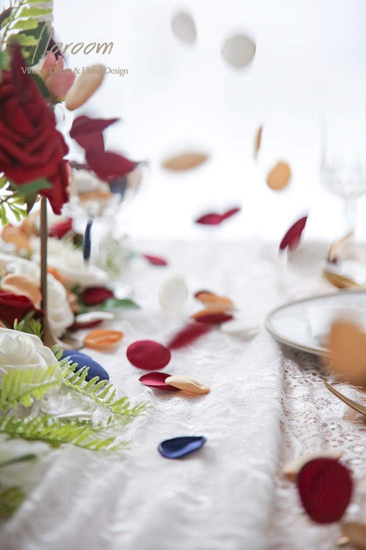 Floroom 300pcs Rose Petals Burgundy Navy Faux Silk Flower Petals for Wedding Flower Girl Basket Aisle Runner Scatter Dinner Table Centerpieces Party Confetti Bridal Shower Romantic Night Decoration