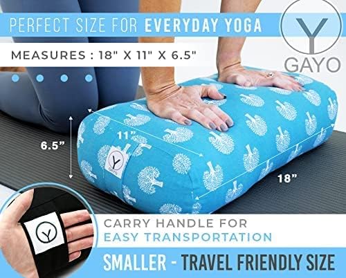 GAYO Yoga Bolster for Restorative Yoga - 100% Cotton, Includes Washable Cover and Carry Bag