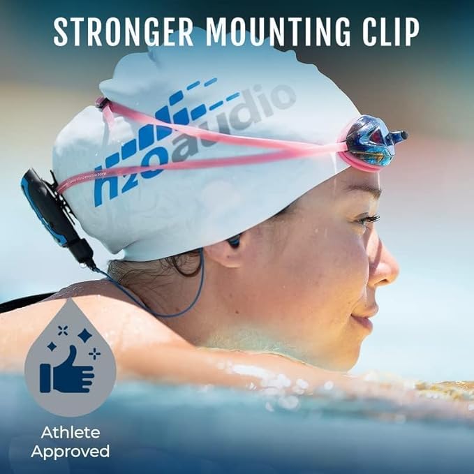 H2O Audio Stream 3 PRO and Surge S+ Earbuds - Underwater Streaming Music Waterproof MP3 Player for Swimming with Bluetooth and Short Cord Underwater Headphones with Superior Sound Quality (Blue)