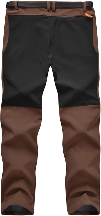 TBMPOY Men's Snow Ski Hiking Pants Waterproof Winter Fleece Lined Pants Camping Skiing Ice Fishing Pants with Belt