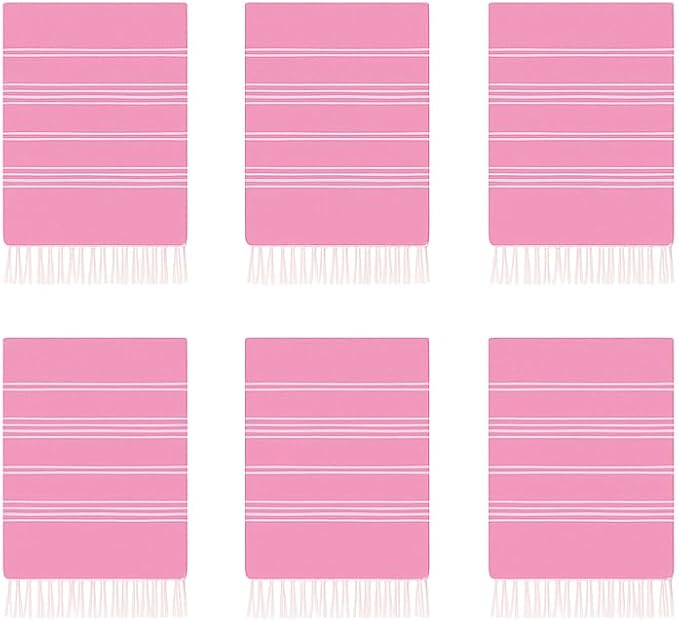 HAVLULAND Turkish Beach Towels Oversized -100% Turkish Cotton Super Soft Lightweight - Absorbent and Quick Drying Bath Towel - Sand Free Beach Towel - Turkish Towels for Adults (Fuchsia, 12 Pack)