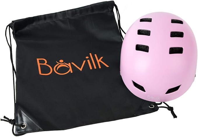 Bike Helmet 3 Sizes for Teenager Kids Youth Adults,Bavilk Skateboard Helmet Adjustable Multi-Sport Bicycle Cycling Scooter Roller Skate Inline Skating Rollerblading for Girls Boys Women Men Teen