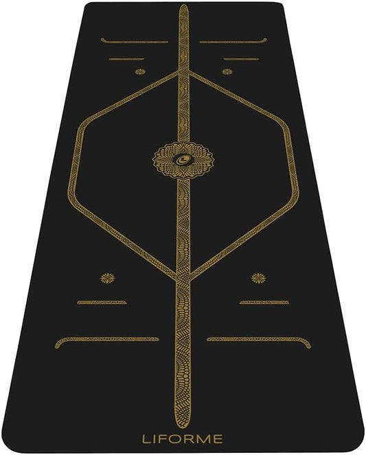 Liforme Printed Yoga Mat Collection - Free Yoga Bag Included - Patented Alignment System, Warrior-like Grip, Non-Slip, Eco-friendly, Sweat-resistant, Long, Wide and Thick for Comfort