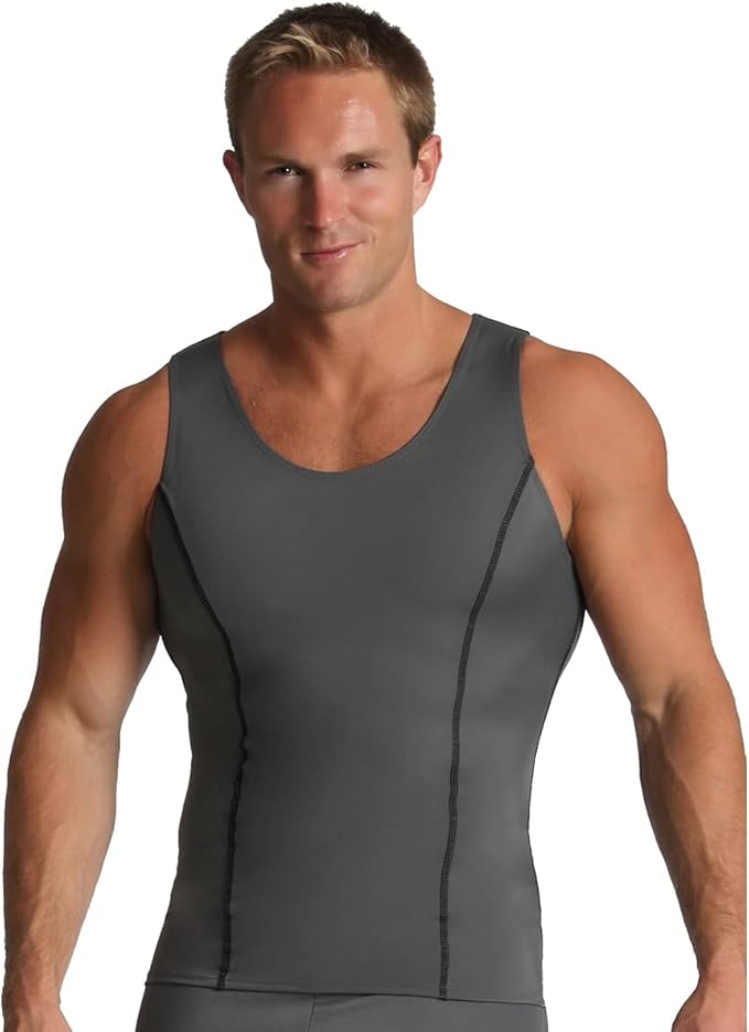 Insta Slim -Made in USA- Compression Tank-Top Shapewear for Men. Tummy Control Slimming Body-Shaper for Belly & Back Support