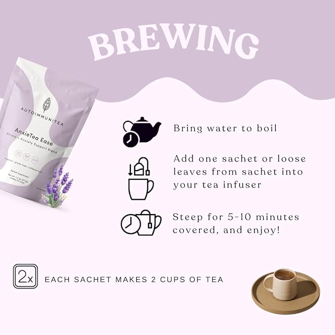 AutoimmuniTea – AIP Stress Relief, Bedtime Blend for Restful Sleep, Calming Tea for Stress, Lavender, Tulsi, Passion Flower Organic Blend - 15 Tea Bags (30 Cups)