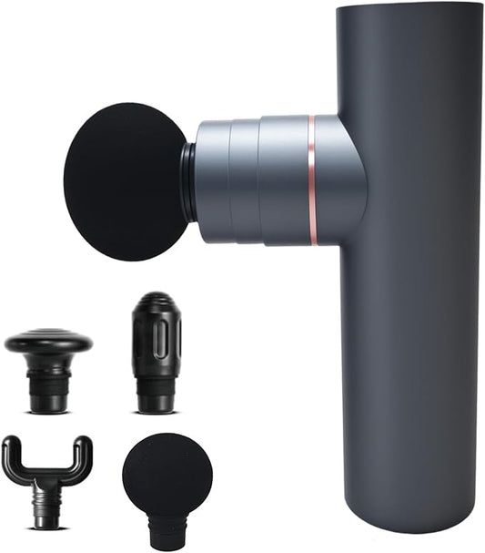 Mini Massage Gun, Percussion Deep Tissues Muscle with 4 Attachments, Full-Metal Electric Portable Hand Held Massager Gun for Back, Body Sore Muscles, Pain Relief, Gifts for Office, Home
