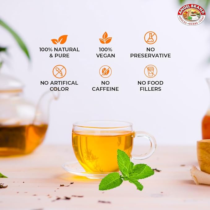 Angel Brand Peppermint Tea Bags 20 – Pack of 3 – Pure Caffeine-Free Herbal Mint Tea for Relaxation and Fresh Breath Made with Pure Peppermint for a Delightful Sip Every Time.