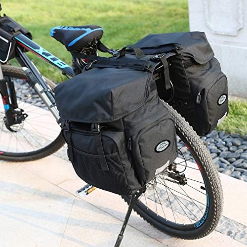 Dreamoon 50L Bike Panniers, Waterproof Bicycle Commuting Bag Saddle Bags with Rain Cover, Bike Rear Seat Bag Carrier with Reflective Trim, Cycling Organizer for Width Less Than 6.3 inches Rack (Black)