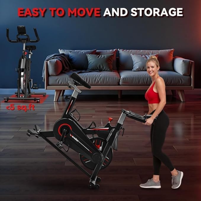 Exercise Bike, WENOKER Magnetic Resistance Stationary Bike for Home, App Supported Indoor Bike with Whisper Quiet, Heavy Flywheel and Upgraded Digital Display