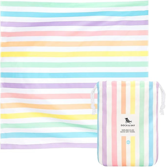 Dock & Bay Quick Drying Towel - for Sports & Gym - Compact, Lightweight - 100% Recycled - Includes Bag - Summer - Unicorn Waves, Double Extra Large (180x200cm, 70x78)