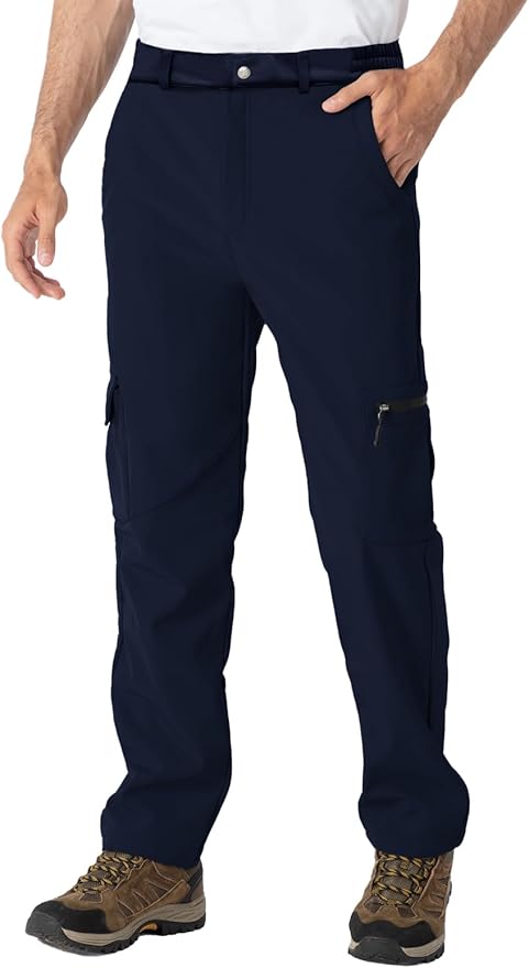 TBMPOY Men's Snow Ski Fleece Lined Hiking Pants Waterproof Winter Snowboard Warm Outdoor Insulated Pants Windproof