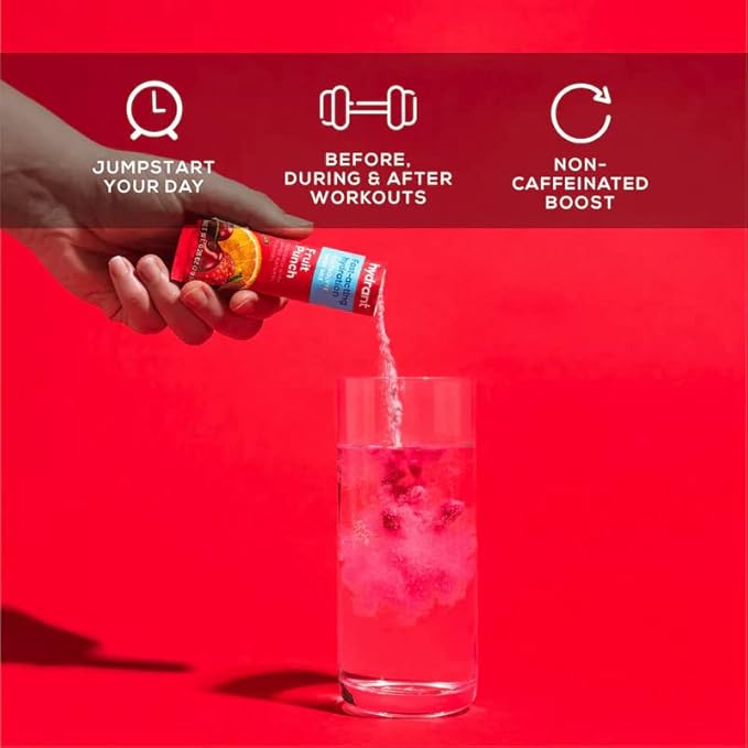 HYDRANT Hydrate, Individual Hydration Electrolyte Powder Stick Packets with No Artificial Sweeteners, Colors, or Fillers (Fruit Punch, 30 Pack)