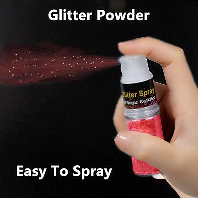 Go Ho Hair and Body Glitter Spray,Red Glitter Spray Dry Powder Makeup for Clothes,Festival Loose Sparkle Powder,Holographic Ultra Fine Resin Glitters for Crafts,10g