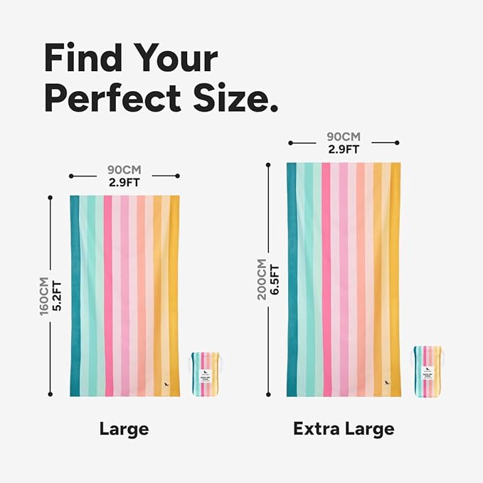 Dock & Bay Kid's Towel - for Beach Use - Quick Dry, Sand Free - Compact, Lightweight - 100% Recycled - Includes Bag - Coastal Candy, Large (160x90cm, 63x35)