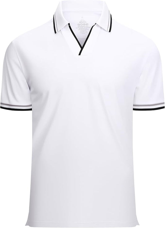 Esabel.C Jacquard Golf Shirts for Men Moisture Wicking Short Sleeve Performance Dry Fit Active Mens Polo Shirts