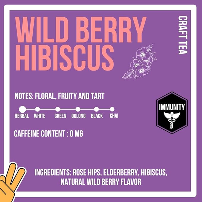 Revival Tea Company Wild Berry Hibiscus Tea - Herbal Tea Blend with Elderberry and Natural Wild Berry Flavor - Caffeine Free - 24 Tea Bags