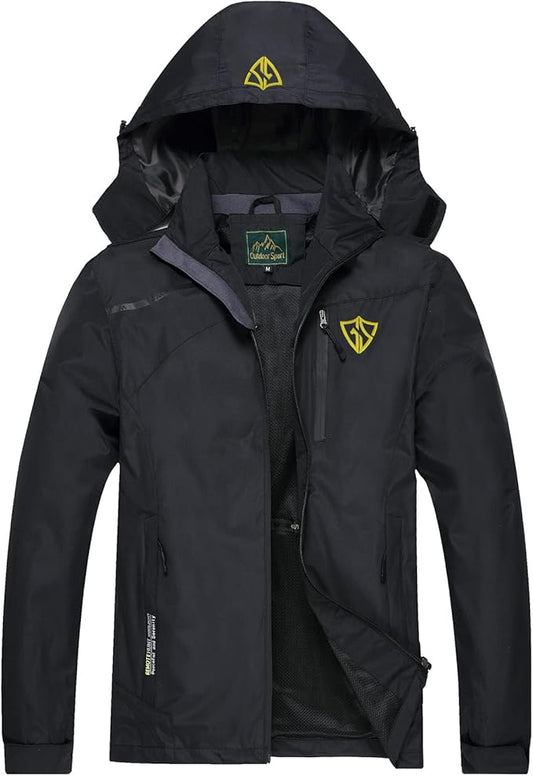 GIISAM Mens Windproof Jacket Waterproof Lightweight Mountain Sport Jacket for Men Hooded Windbreaker Raincoat