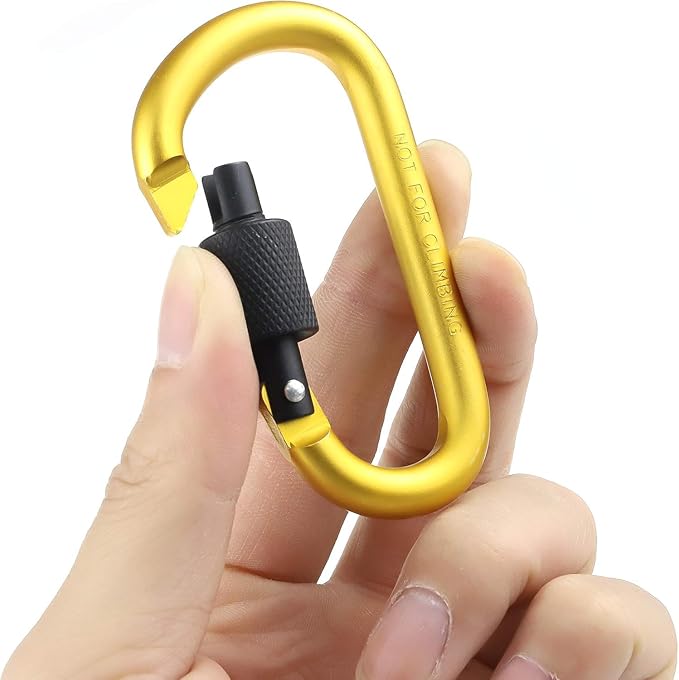 10 Pack Aluminum D Ring Key Rings Hiking Clips Locking Carabiner for Hiking Camping Fishing and Outdoor Use，Clips with Screw Gate Multicolored