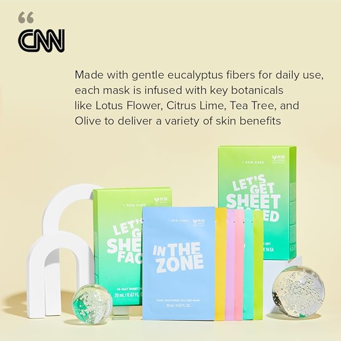 I DEW CARE Glass Skin Facial Sheet Mask Variety Pack - Let's Get Sheet Faced | 14 Days Facial Masks Set, Moisturizing Face Masks Skincare, Korean Face Mask, Hydrating Collagen Face Mask, 14 Count