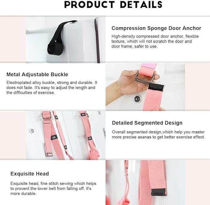 Yoga Fitness Stretching Strap, Adjustable Leg Stretcher Back Bend Assist Trainer, Improve Leg Waist Back Flexibility Home Gym Equipment for Rehab Pilates Ballet Cheerleading Splits Gymnastics