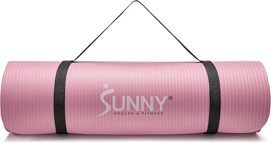Sunny Health & Fitness Non-Slip Yoga Mat – Durable, Anti-Tear, Lightweight, Cushioned Support for Yoga, Pilates, Stretching Exercises, Meditation and Floor Workouts | Multiple Sizes & Colors
