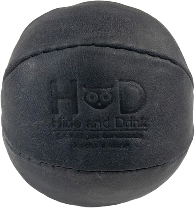 Hide & Drink, Stress Ball, Relieve Fidgeting and Anxiety, Exercise Hand, Squishy Tension Accessory, Great for The Office, Classic Style, Full Grain Leather, Handmade, Charcoal Black