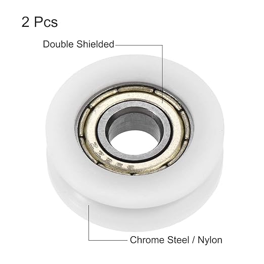 uxcell U Groove Guide Pulley Rail Ball Bearings 6x21x7mm Double Metal Shielded (GCr15) Chrome Steel Bearings Roller Guide Wheel 2pcs