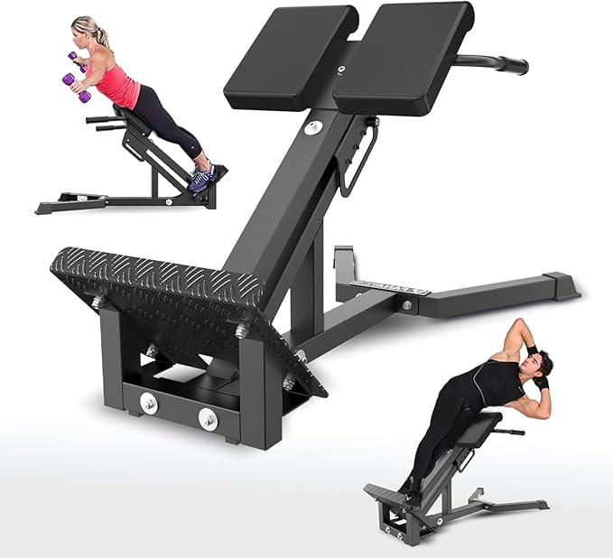 FANATICS Roman Chair Back Extension Machine Hyperextension Bench Reverse Hyper Lower Back Exercise Equipment Multi-Functional Core and Glute Workout Bench for Home Gym