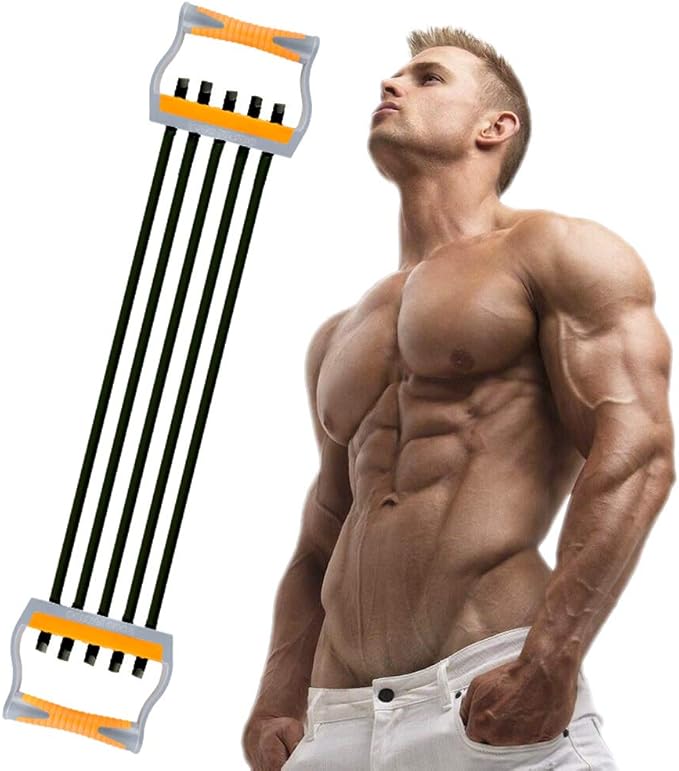 TOCO FREIDO Chest Expander | Arm Training, 5 Tubes Ajustable Arm Strength Trainer, Exercise Resistance Bands for Home Fitness Muscle Training Body Building