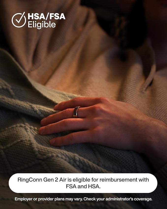 RingConn Gen 2 Air, Ultra-Thin AI Smart Ring, 10-Day Battery Life, Fitness/Sleep/Stress/HR Tracker for Women&Men, No App Fee for Standard Features, iOS & Android Compatible (Size 13, Dune Gold)