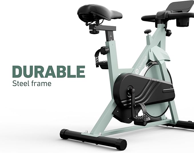 DeerRun Exercise Bike, Indoor Cycling Bike Brake Pad/Adjustable Magnetic Stationary Bike with App, Low Noise Workout Bike for Home Cardio 300lbs Weight Capacity with Pad Mount & LCD Monitor