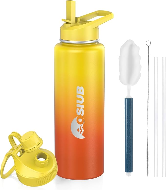 Insulated Water Bottle 40 oz, Triple Wall Vacuum Stainless Steel(Cold for 48 Hrs),Leak Proof & BPA-Free,Simple Modern Water Bottle with Drink-Through Lid & Flip Straw for Sports & Travel, Sunset