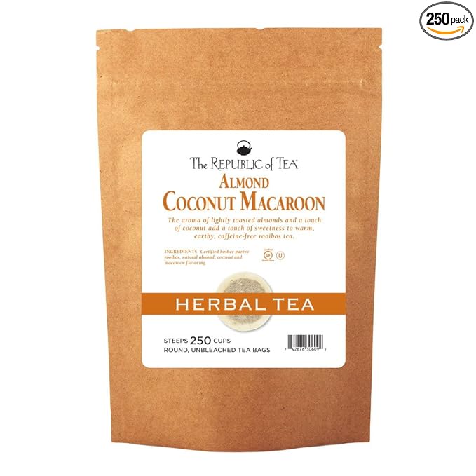 The Republic Of Tea Almond Coconut Macaroon Red Rooibos Herbal Tea, 250 Tea Bag Bulk