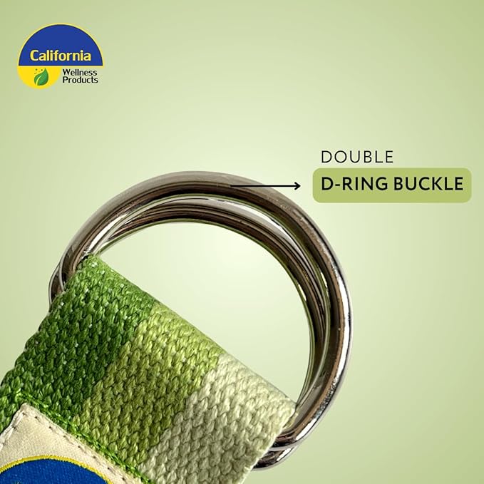 California Yoga Strap | Yoga Belt with Safe Adjustable D-Ring Buckle for Pilates | Stretching Strap | Exercise Bands | Physical Therapy | Improves Sitting Posture