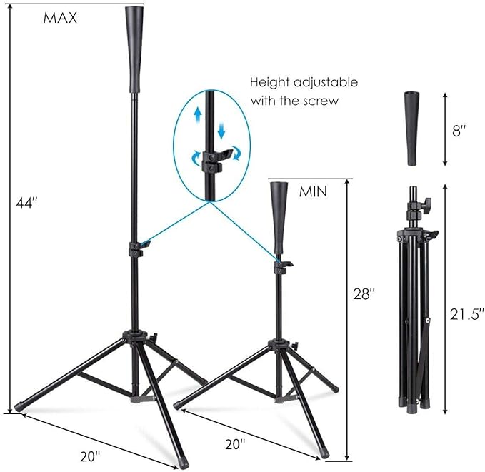 Goplus Batting Tee, Adjustable Baseball Softball Tripod for Batting Training Practice with Carrying Bag