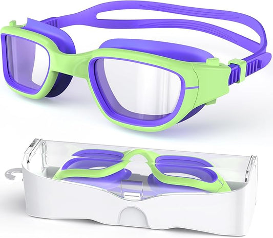 Kids Swim Goggles,Swimming Goggles for Kids 6-14, Anti-Fog UV Protection Pool Glasses for Boys Girls